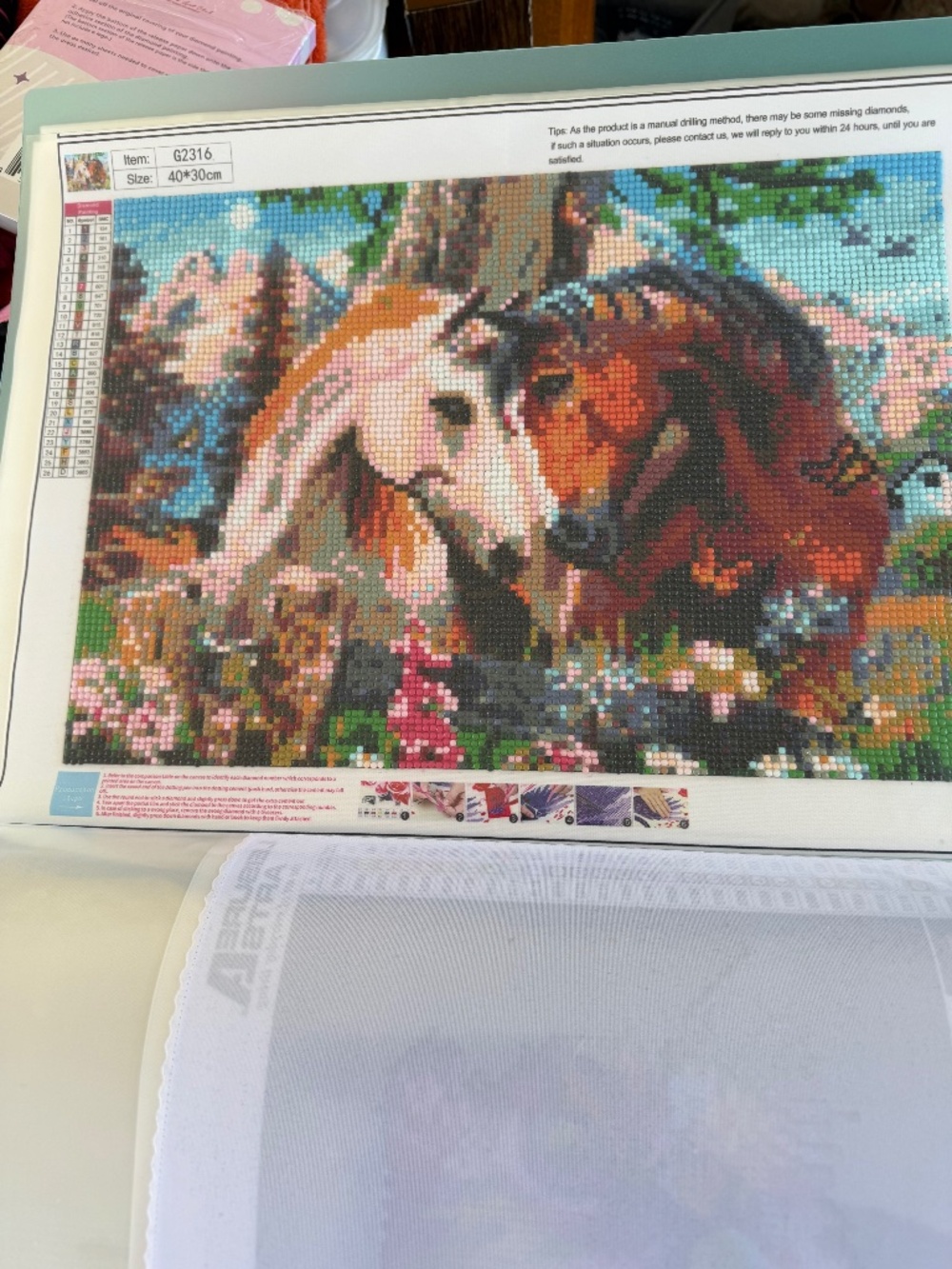 Completed Diamond Art Picture of Horses uncut ready for framing or whatever